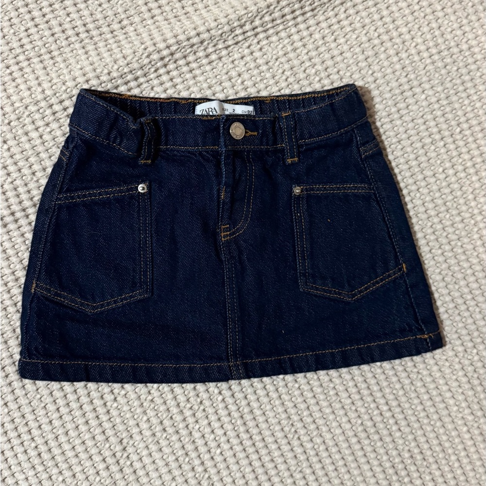 Zara Navy Blue Denim Mini Skirt